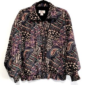 Rhoda Lynne Vintage 100% Silk Windbreaker Jacket